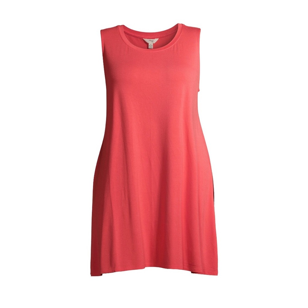 Womens TERRA & SKY Sleeveless Swing Dress Size 14W 0X Stretch Coral New